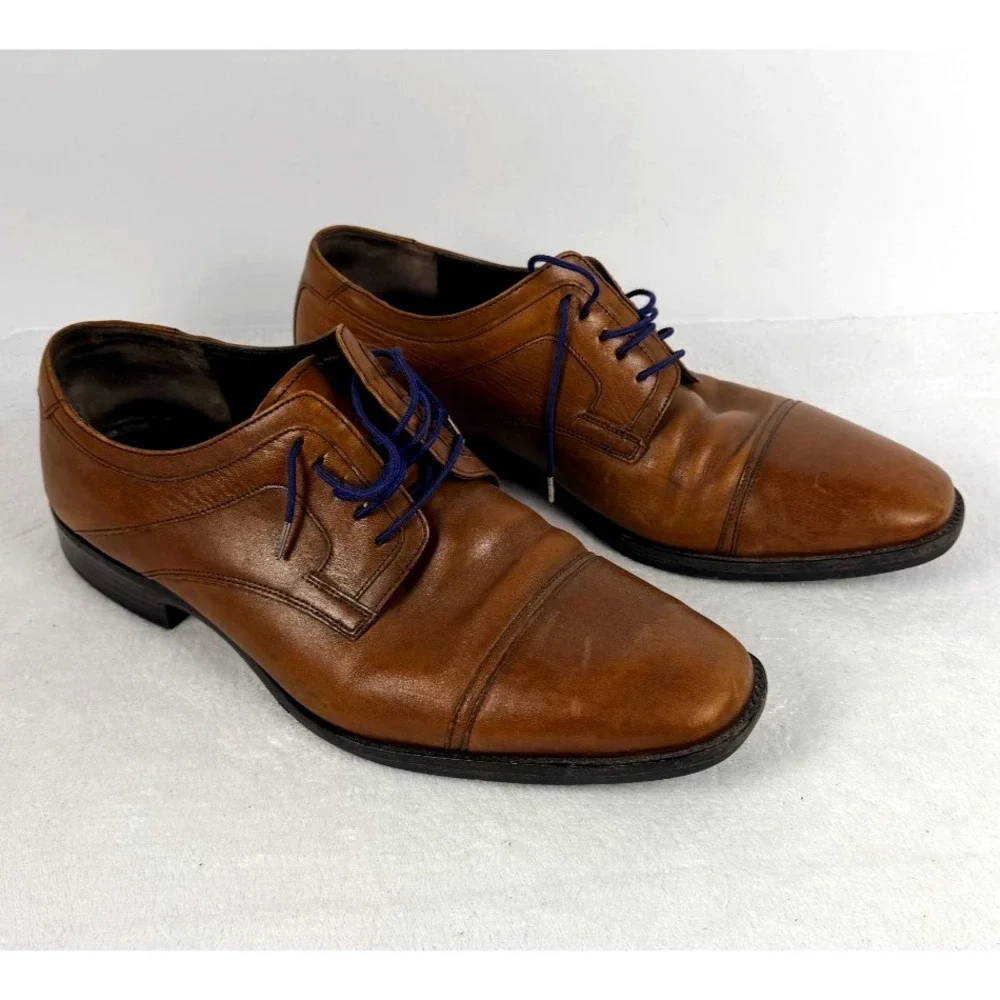 Johnston & Murphy Men's Cap Toe Oxford Dress Shoes Brown Leather Size 14W